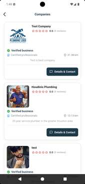 iPlumber app - Companies directory