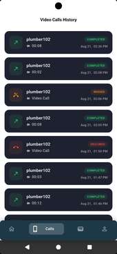 iPlumber app - Video call history